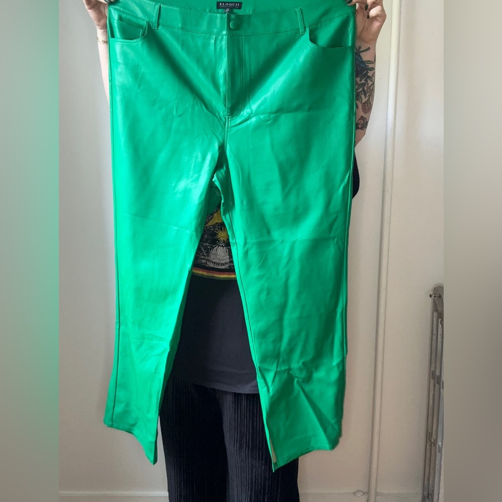 Eloquii green vegan leather pants